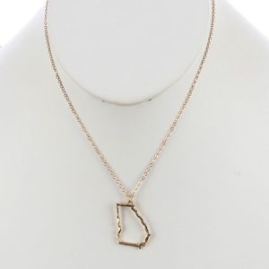 State of Georgia Necklace, Gold Tone